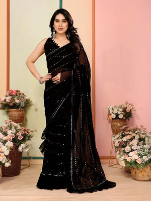 Rajwada Black Georgette Embellished Saree For Women