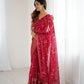 Rajwada Pink Georgette Peacock Motifs Saree For Women
