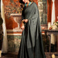 Rajwada Grey Silk Blend Plain Saree For Women