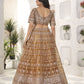 Rajwada Dark Mustard Net Embroidered Semi-Stitched lehenga For Women