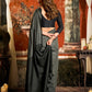 Rajwada Grey Silk Blend Plain Saree For Women