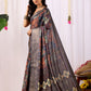 Rajwada Black Silk Blend Printed Saree For Women
