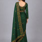Dark Green  Cotton Blend Embroidered Saree
