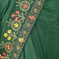 Dark Green  Cotton Blend Embroidered Saree