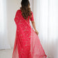 Rajwada Red Georgette Peacock Motifs Saree For Women