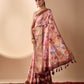 Rajwada Peach Silk Blend Printed Saree For Women