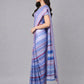 Blue Chinon Solid Saree