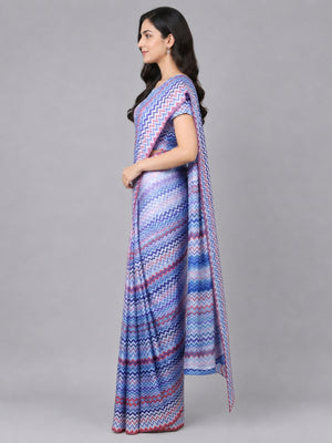 Blue Chinon Solid Saree