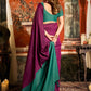 Rajwada Wine Silk Blend Plain Saree For Women