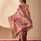 Rajwada Peach Silk Blend Printed Saree For Women