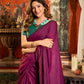 Rajwada Wine Silk Blend Plain Saree For Women