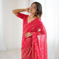 Rajwada Red Georgette Peacock Motifs Saree For Women