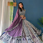 Rajwada Blue And Purple Georgette Embroidered Semi-Stitched lehenga For Women