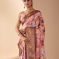 Rajwada Peach Silk Blend Printed Saree For Women