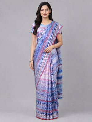 Blue Chinon Solid Saree