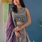 Rajwada Blue And Purple Georgette Embroidered Semi-Stitched lehenga For Women