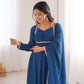 Rajwada Teal Blue Georgette Embellished Kurta Set For Women