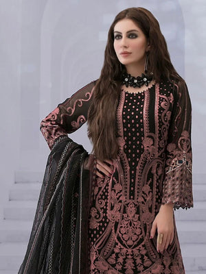 Rajwada Pink Georgette Embroidered Semi-Sitched Kurta Set For Women