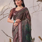 Rajwada Brown Linen Cotton Printed Saree For Women