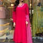 Rajwada Red Viscose Embroidered Stitched Kurta Set for Women