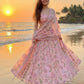 Rajwada Peach Georgette Embellished Semi Stitched Lehenga For Women