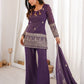 Rajwada Purple Chinon Silk Embellished Kurta Set For Women