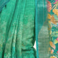 Rajwada Green Cotton Linen Zari Work Saree For Women