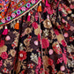 Rajwada Black Cotton Blend Embroidered Semi-Stitched Lehenga For Women