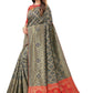 Rajwada Grey Silk Blend Embellished Saree For Women