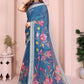 Rajwada Blue Cotton Printed Saree For Women