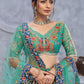 Rajwada Green Organza Embellished Semi-Stitched Lehenga With Unstitched Blouse For Women