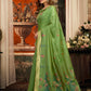 Rajwada Light Green Cotton Blend Solid Saree For Women