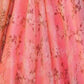 Rajwada Pink Organza Printed Semi-Stitched lehenga For Women