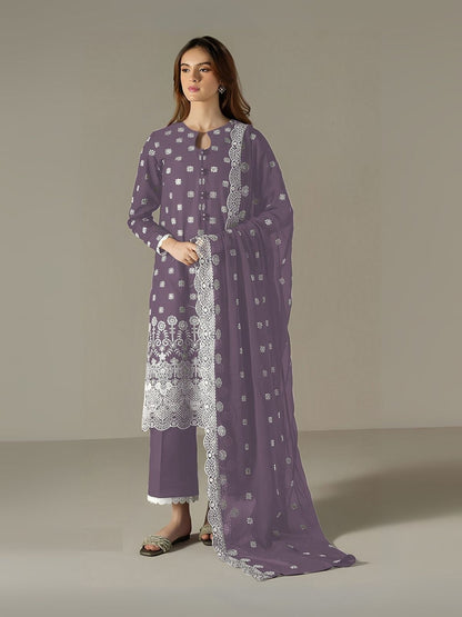 Rajwada Purple Georgette Embroidered Semi Stitched Kurta Set For Women