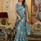 Rajwada Teal Georgette Printed Ready To Wear Saree For Women