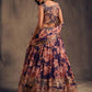 Rajwada Purple Organza Printed And Embriodered Semi-Stitched Lehenga For Women