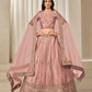 Rajwada Pink Art Silk Embroidered Semi-Stitched lehenga For Women