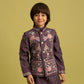 Rajwada Purple Viscose Silk Embroidered Stitched Kurta Set For Kids