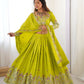 Rajwada Green Silk Blend Embroidered Semi-Stitched lehenga For Women