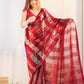 Rajwada Red Georgette Embellished Saree With Unstitched Blouse For Women