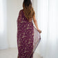 Rajwada Wine Georgette Peacock Motifs Saree For Women
