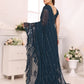 Rajwada Teal Blue Georgette Embellished Saree For Women