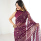 Rajwada Wine Georgette Peacock Motifs Saree For Women