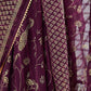Rajwada Wine Georgette Peacock Motifs Saree For Women