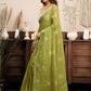 Rajwada Olive Cotton Linen Zari Work Saree For Women