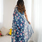 Rajwada Dark Blue Linen Cotton Printed Saree For Women
