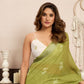 Rajwada Olive Cotton Linen Zari Work Saree For Women