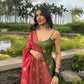 Rajwada Green Silk Blend Embroidered Stitched Kurta Set For Women