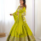 Rajwada Green Silk Blend Embroidered Semi-Stitched lehenga For Women