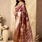 Rajwada Mauve Silk Blend Solid Saree For Women